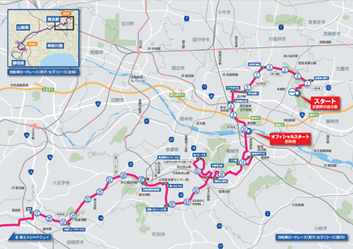 Map of Cycling Road Race Route Markers in Tokyo