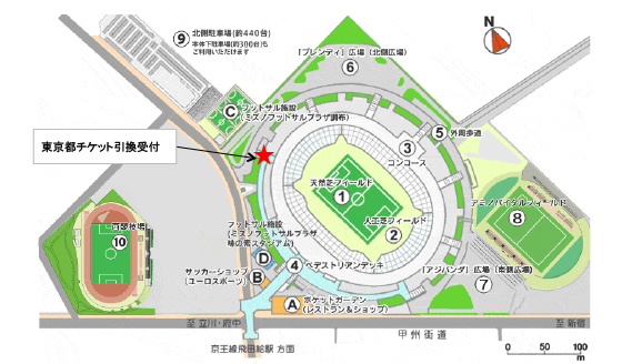 チケット引き換え受付場所の地図